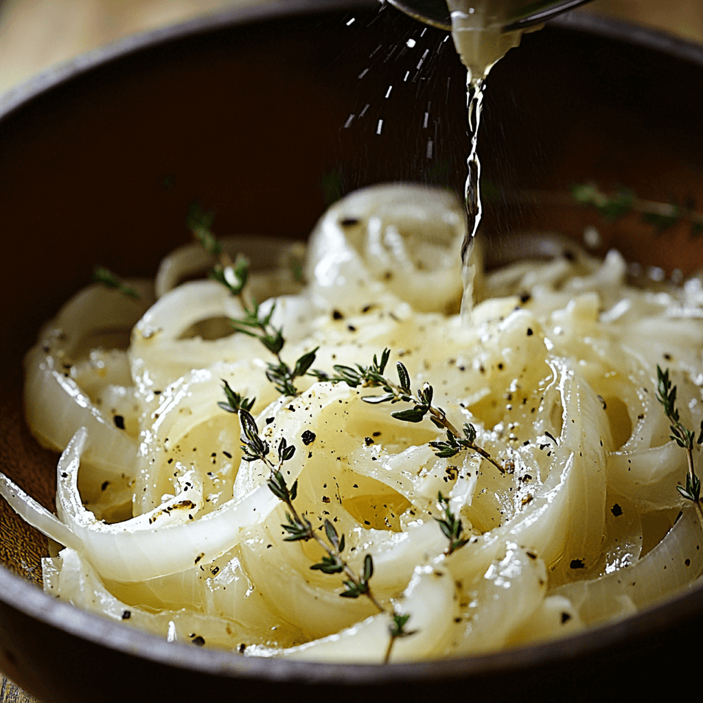 How To Make A Perfect Onion Boil Boiled onions being tossed with butter, herbs, and spices in a bowl.