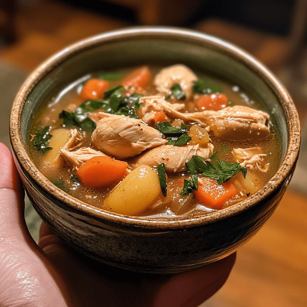 Hearty Leftover Rotisserie Chicken Soup for Comfort A steaming bowl of chicken soup made with leftover rotisserie chicken, carrots, and noodles.