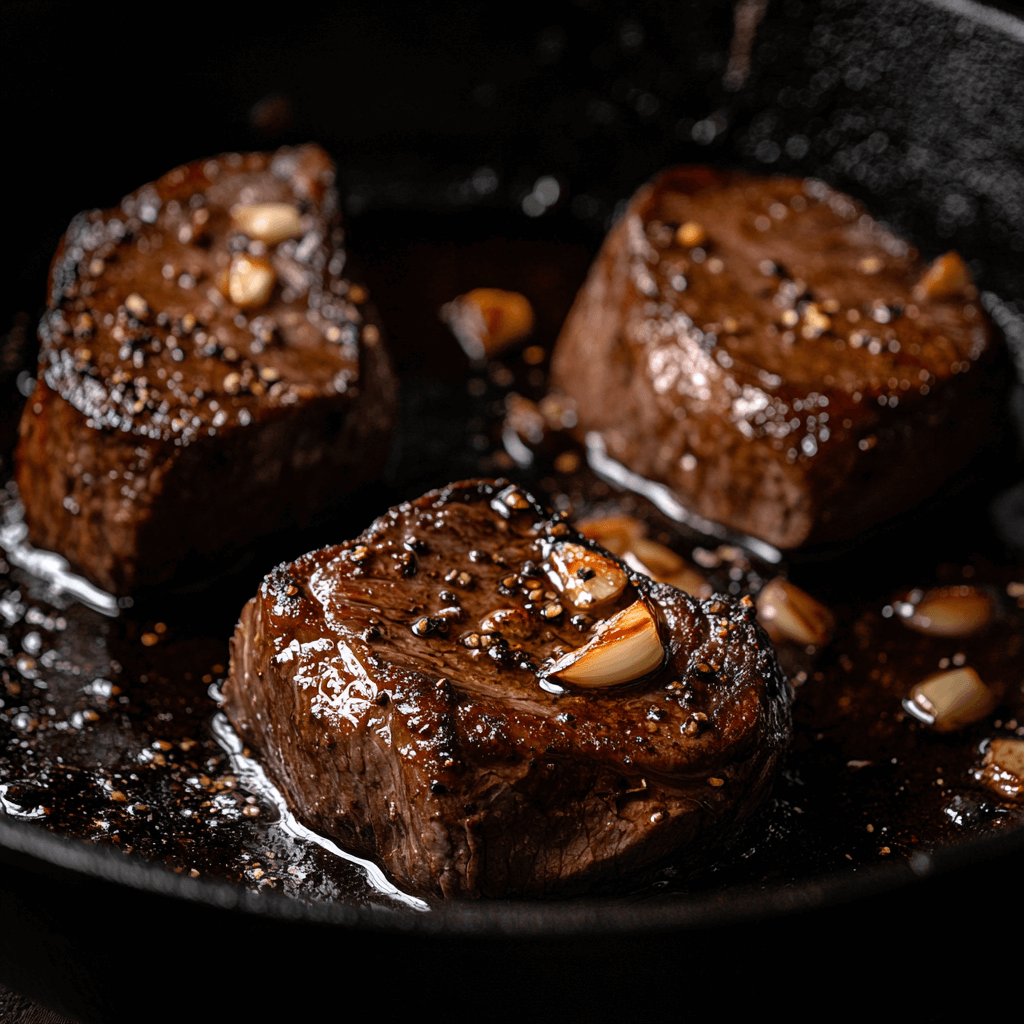 Simple Deer Roast Recipe: 3 Techniques You Need to Try Venison roast searing in a cast iron skillet with oil and garlic, creating a crispy crust.
