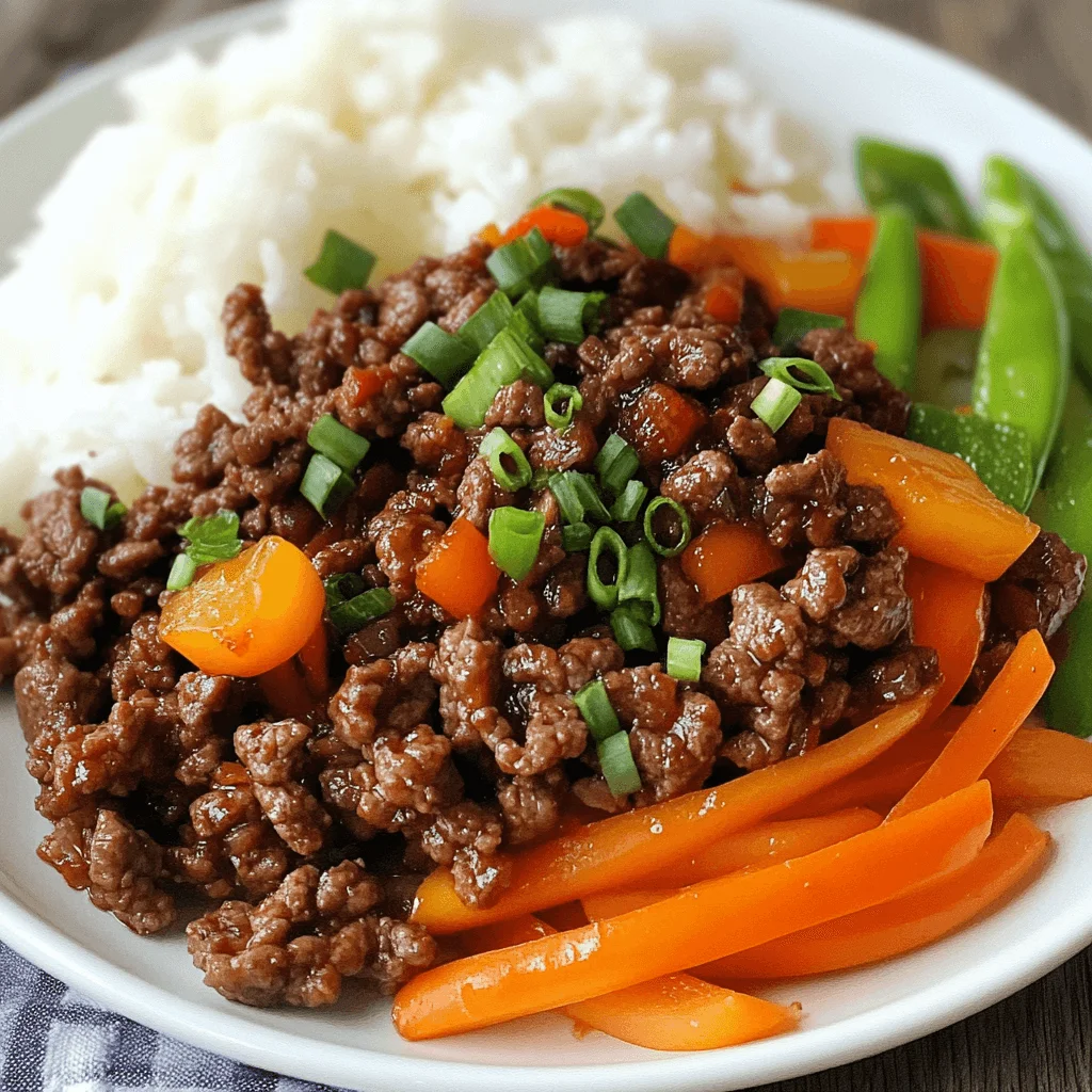 How To Make Ground Beef Bulgogi: The Best Recipe For Flavorful Meals A colorful plate of ground beef bulgogi served with fresh vegetables like green onions, carrots, and bell peppers for garnish.