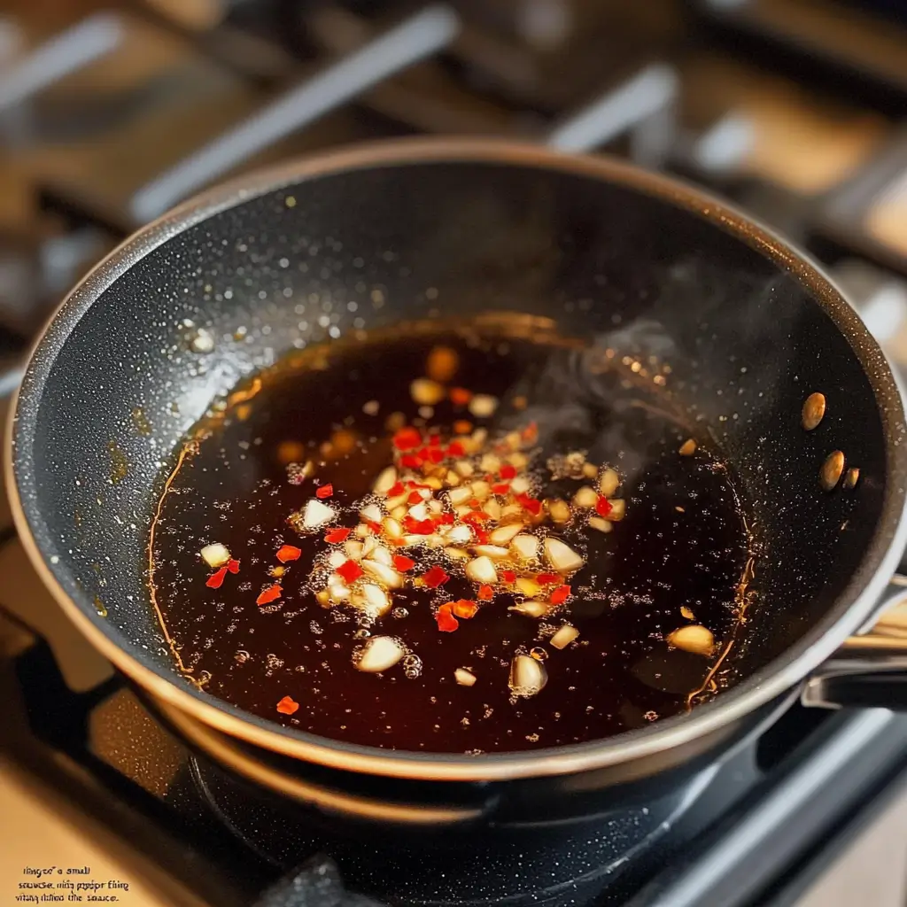 10 Reasons Why Honey Garlic Chicken Wings Are Your New Favorite Dish A saucepan with honey, soy sauce, garlic, and red pepper flakes simmering on a stovetop.